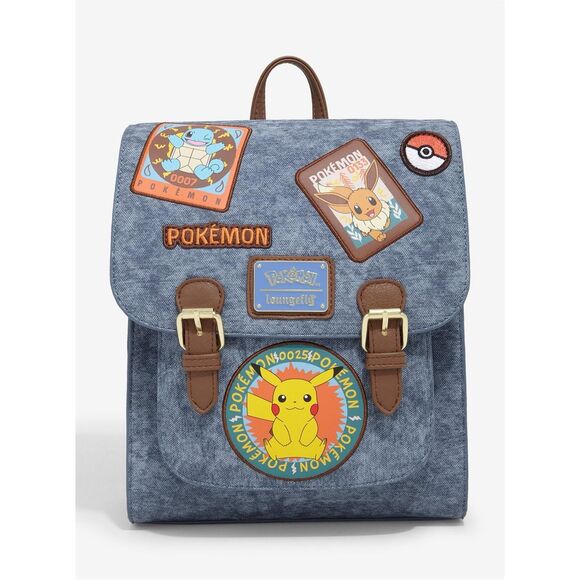 Loungefly Pokémon Patches Denim Mini Backpack